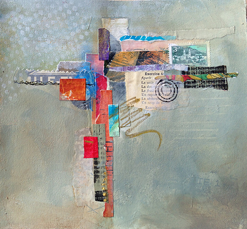 Acrylic and Collage on Paper, 8" x 7.5"