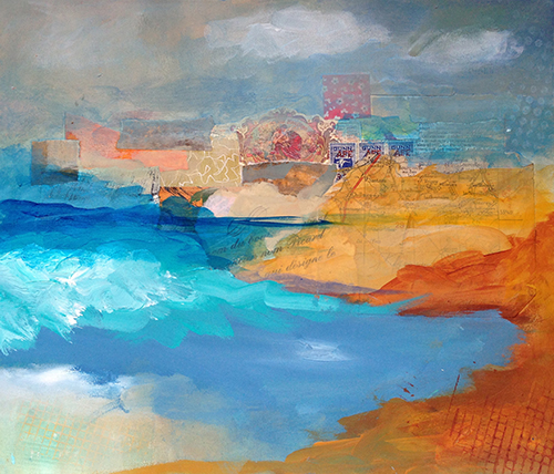 11" x 9.25" Acrylic and Collage on Paper