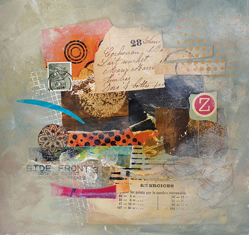 Acrylic and Collage on Paper, 8" x 7.5"