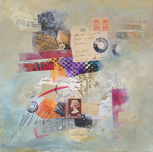 Acrylic and Collage on Paper, 11" x 9.75"
