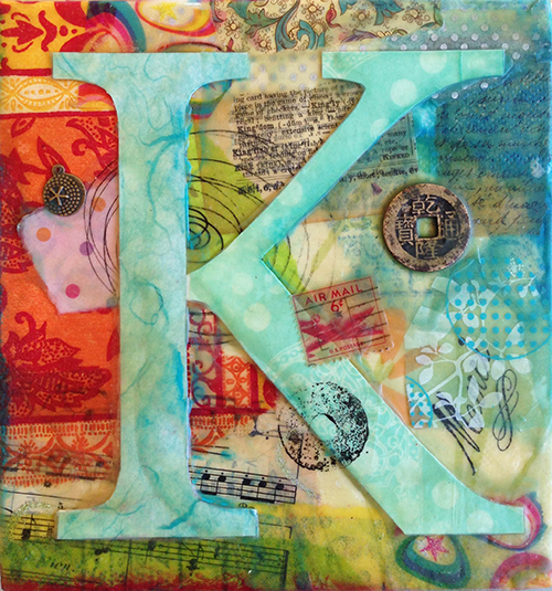 Beeswax Collage on Wood  6.125" x 6.5"