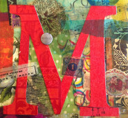 Beeswax Collage on Wood  6.5" x 6.5"