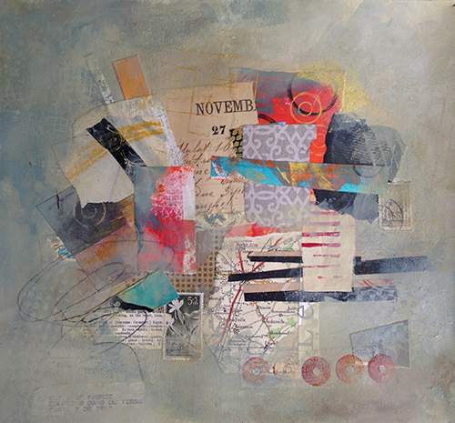Acrylic and Collage on Paper, 11" x 10"