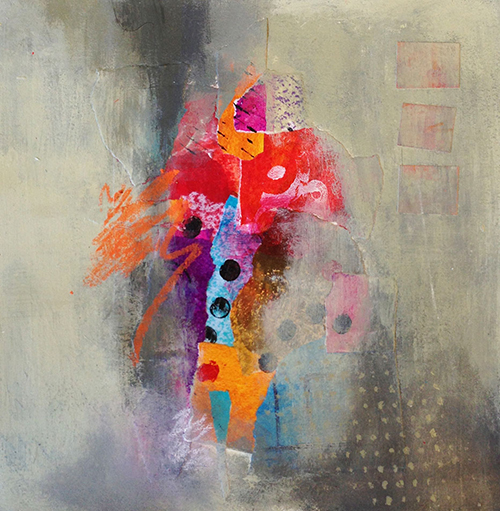 Acrylic and Collage on Paper, 7.5" x 7.5"