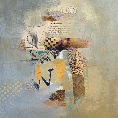 Acrylic and Collage on Paper, 7.5" x 7.5"